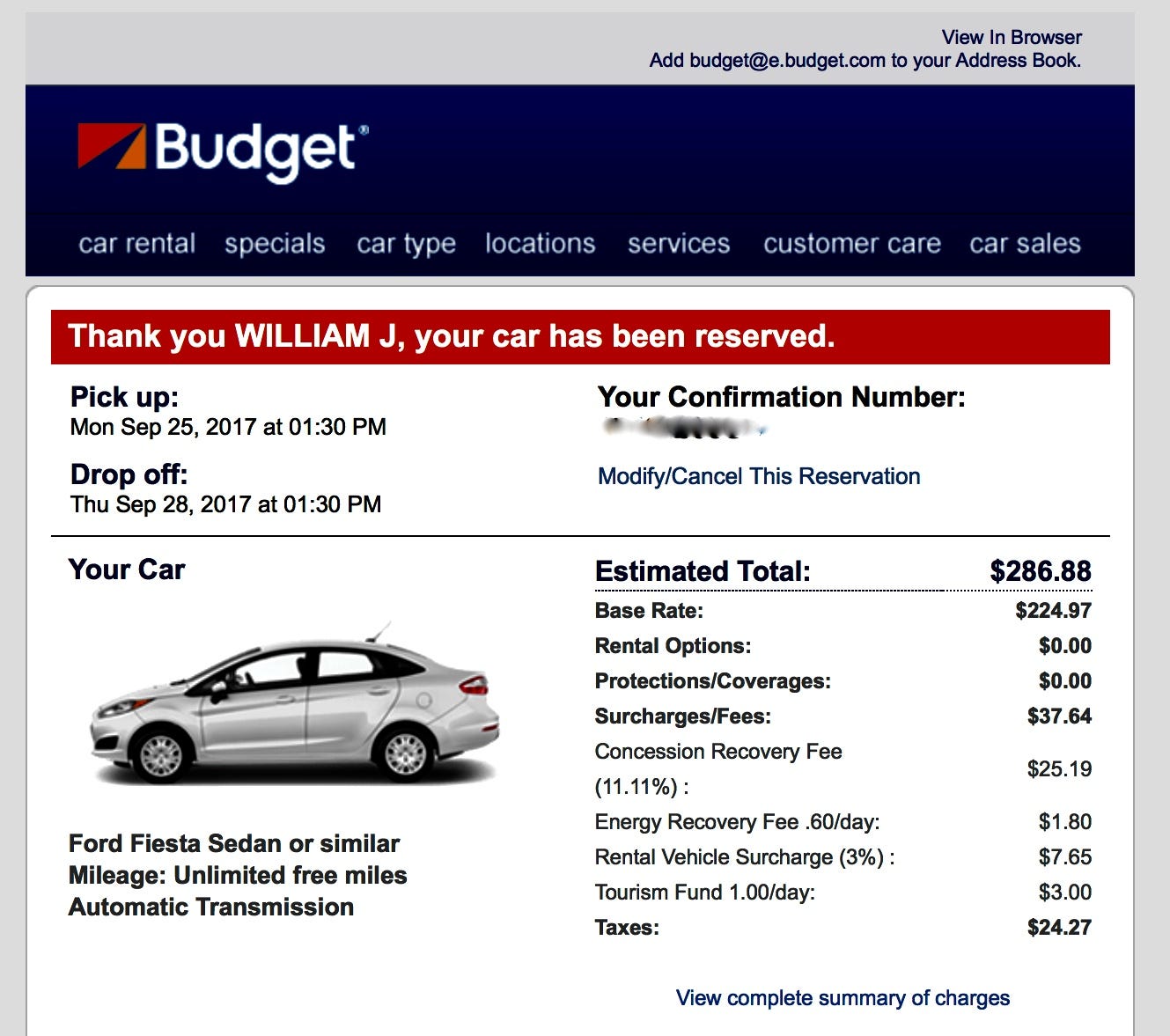 Car booking for 1 day clearance